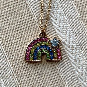 Claire's Rainbow Necklace Star Rhinestones Adjustable Clasp Extender Gold Tone